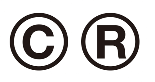 著作権表示のCマークと登録商標を表すRマーク